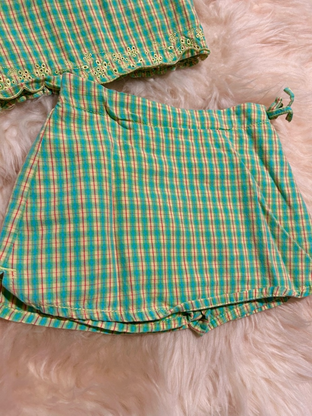 Vintage The Children's Place Green and Yellow Plaid Set Skort and Halter - Picture 3 of 6